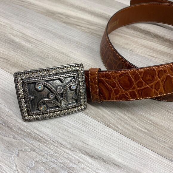 NBEL Ladies Italian Brown Leather  Silver Buckle Vintage Vitanuo 35\